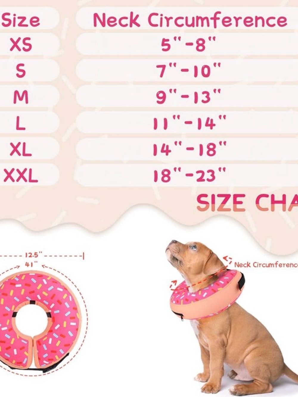 Donut-Style Inflatable Recovery Collar for Dogs - Pink Sprinkle medium - Picture 5 of 6